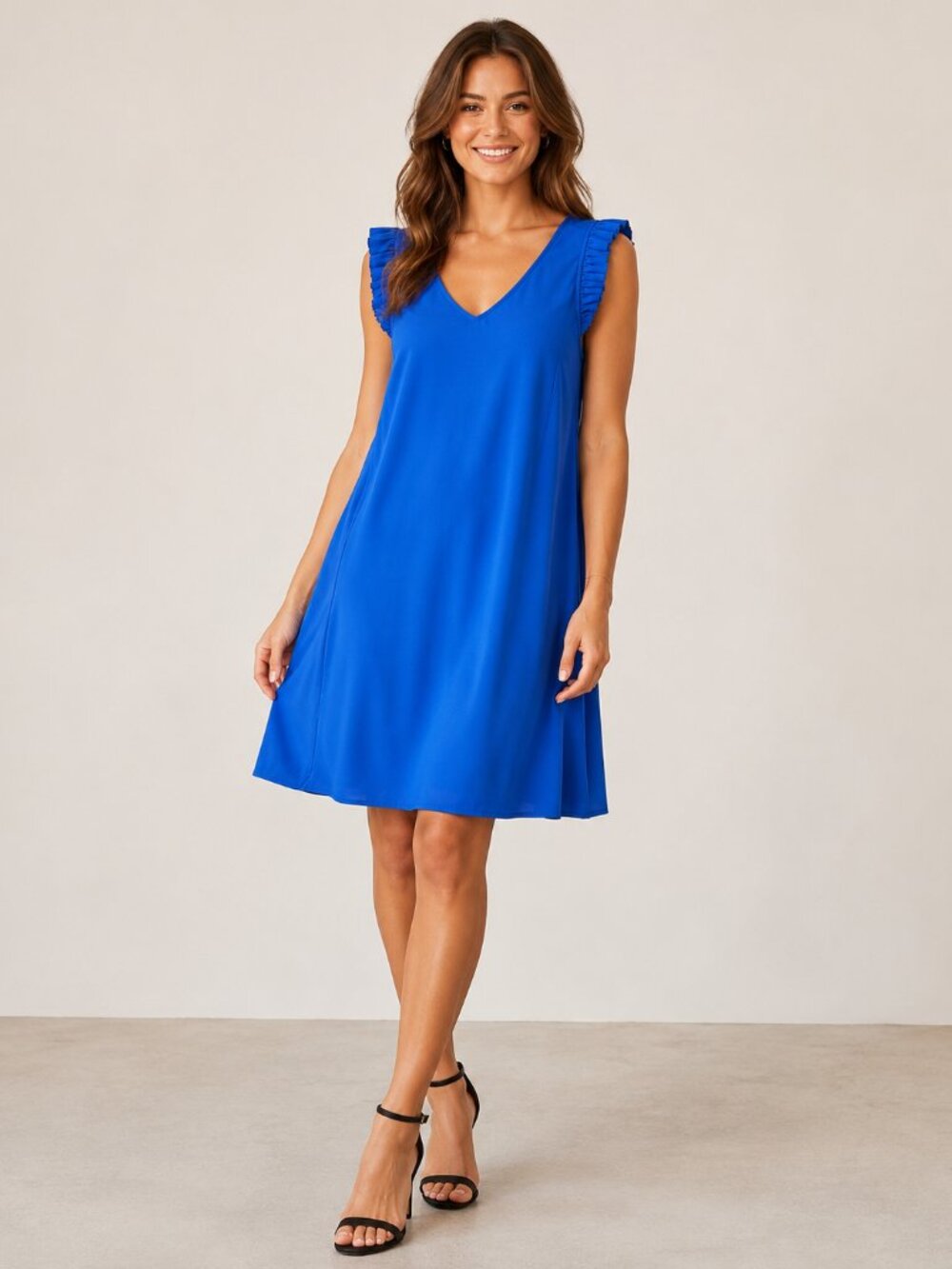 Belle Vere Royal Blue Ruffle Sleeve Dress – Size 2 (XS/S)
